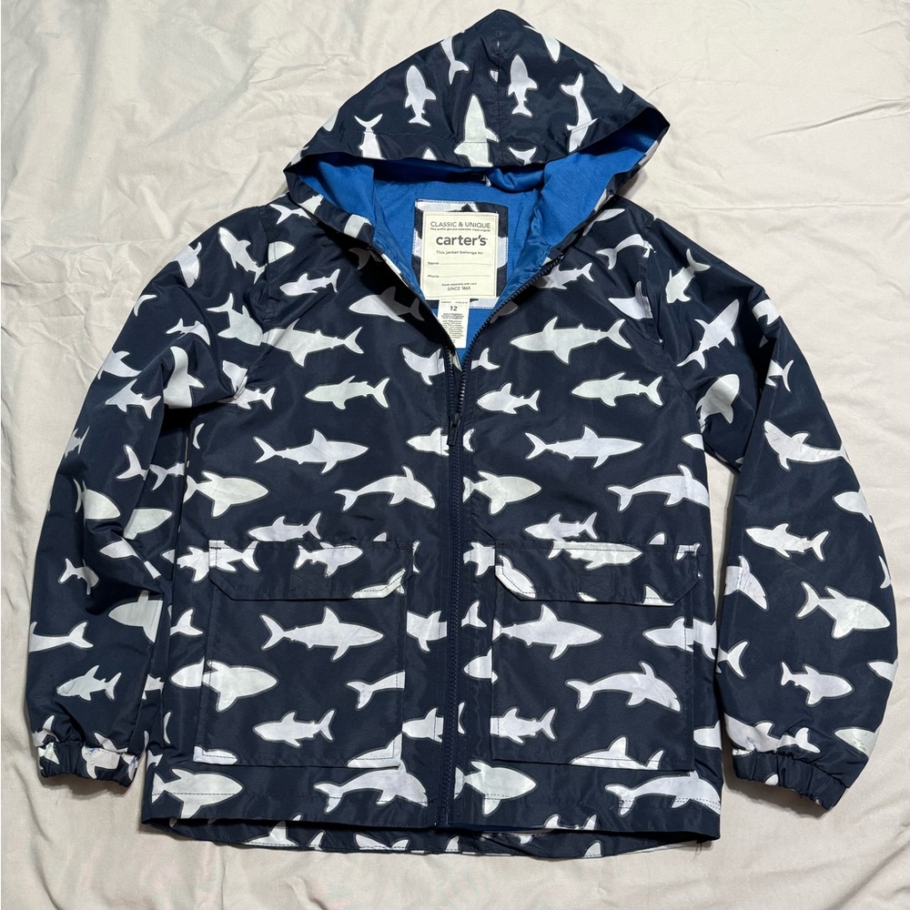 Carter's Navy Shark Patterned Raincoat